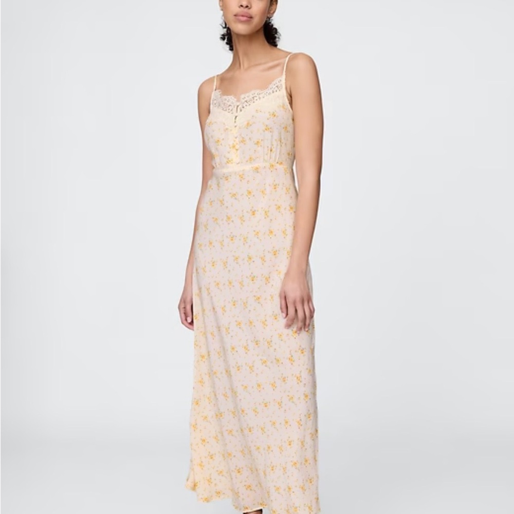GAP Cream and Yellow Floral Maxi Dress